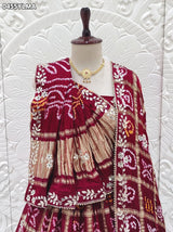 By New Traditional Gaji Silk Gharchola Bandhani Lehenga Exquisite Gotapatti Work