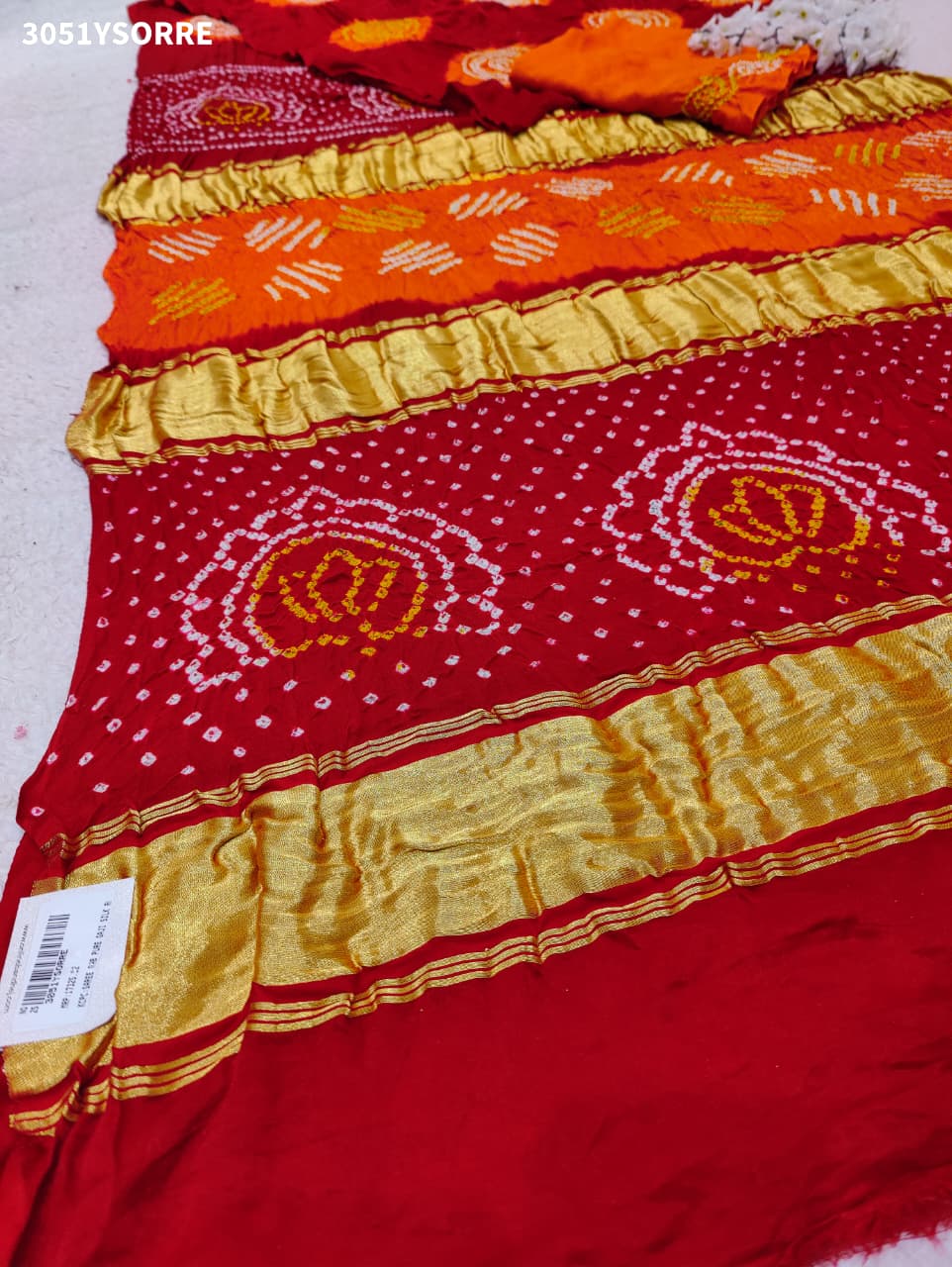Pure Gaji Silk Traditional Bandhani Saree