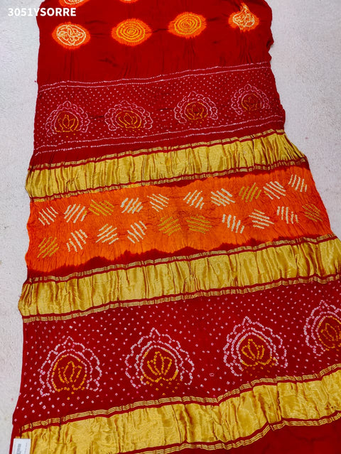 Pure Gaji Silk Traditional Bandhani Saree