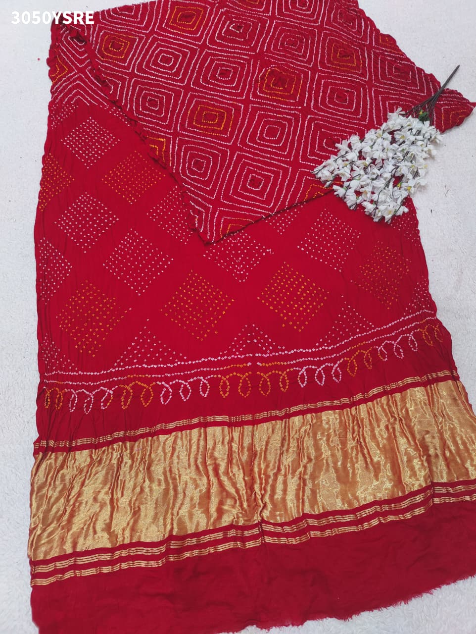 Pure Gaji Silk Traditional Bandhani Saree