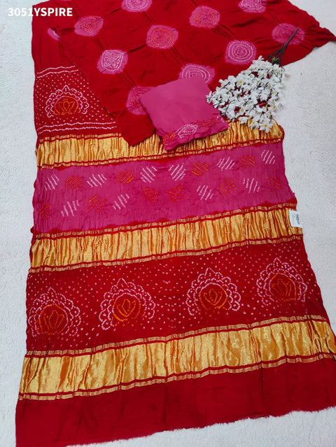 Pure Gaji Silk Traditional Bandhani Saree