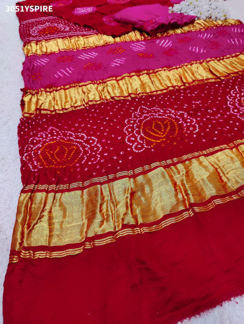 Pure Gaji Silk Traditional Bandhani Saree
