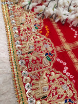 KcPc Pure Gaji Silk Ghatchola Bandhani With Zardoji Work Chunri Pila Odhna