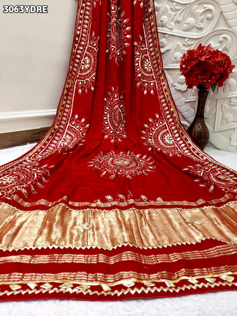 By New Gaji Silk Designer Dupatta with Gotapatti Work