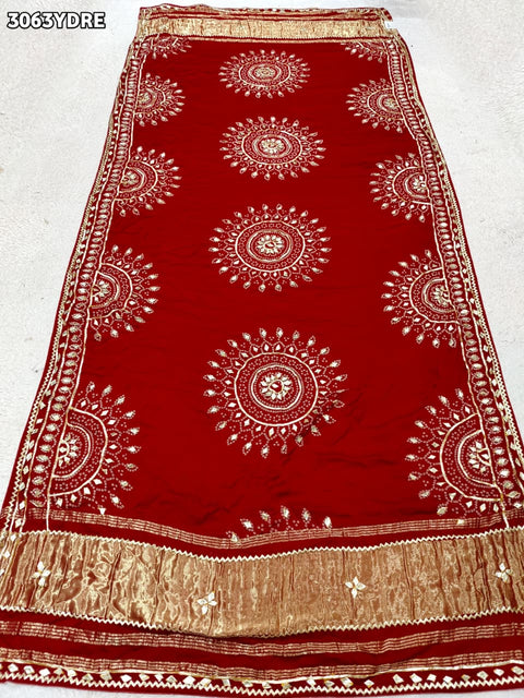 By New Gaji Silk Designer Dupatta with Gotapatti Work