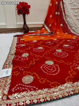 By New Georgette Bandhani Saree Featuring Elegant Ari Embroidery Perfect for Festive Occasions