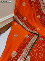 By New Georgette Bandhani Saree Featuring Elegant Ari Embroidery Perfect for Festive Occasions