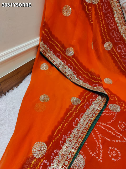 By New Georgette Bandhani Saree Featuring Elegant Ari Embroidery Perfect for Festive Occasions