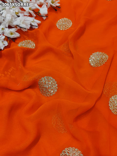 By New Georgette Bandhani Saree Featuring Elegant Ari Embroidery Perfect for Festive Occasions