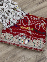 By New Elegant Ojariya Pila Chunri Bandhani Craft Zardoji Work for Traditional Occasions