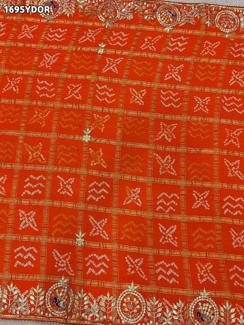 KcPc New Traditional Gaji Silk Bandhej Dupatta with Elegant Gota Patti Work