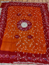 By New Elegant Ojariya Pila Chunri Bandhani Craft Zardoji Work for Traditional Occasions
