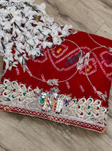 By New Elegant Ojariya Pila Chunri Bandhani Craft Zardoji Work for Traditional Occasions