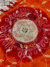 By New Elegant Ojariya Pila Chunri Bandhani Craft Zardoji Work for Traditional Occasions