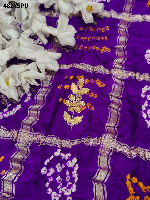 By New Pure Gaji Silk Bandhani Saree with Ghatchola Heavy Gotapatti Work