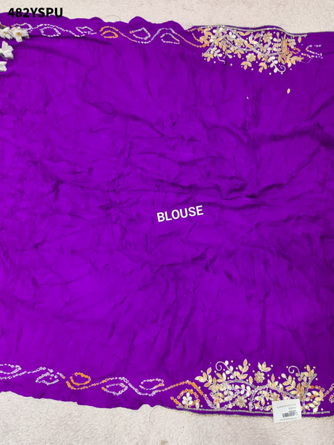 By New Pure Gaji Silk Bandhani Saree with Ghatchola Heavy Gotapatti Work