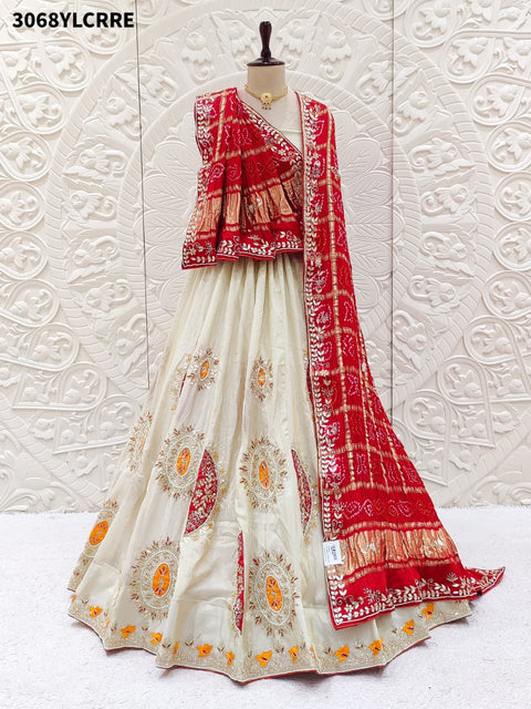 KcPc New Tissue Silk Jaipuri Lehenga with Gota Patti Hand Work  RTK