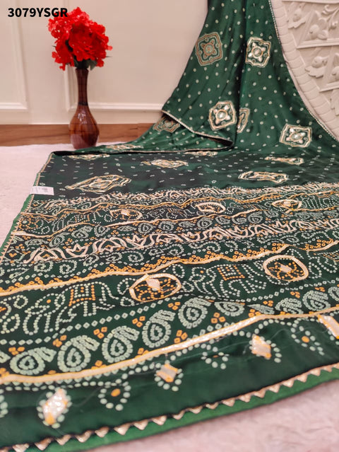 By Bandhani Saree with Elegant Gotapatti Work