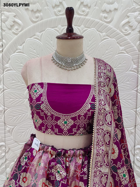 By New Premium Banarasi Lehenga with Rich Zari Work