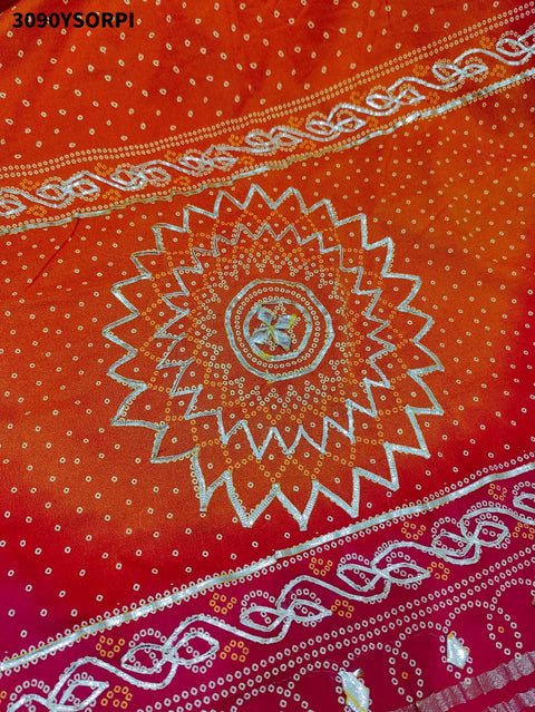 By New Premium Bandhani Style Saree With Gota Detailing