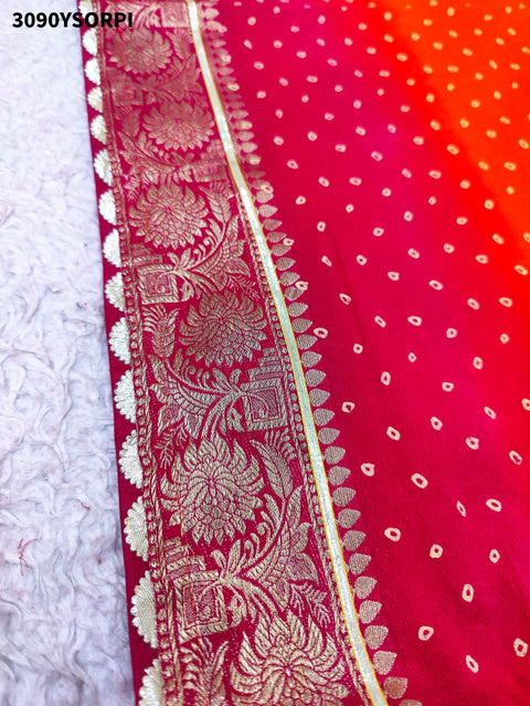 By New Premium Bandhani Style Saree With Gota Detailing