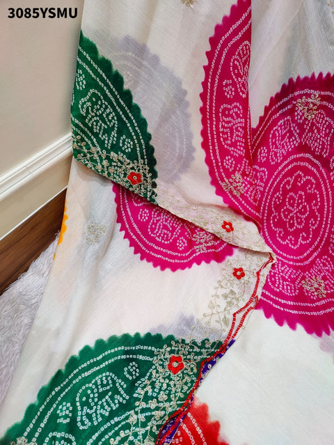 KcPc New Traditional Bandhani Saree in Soft Moss Chiffon    STL