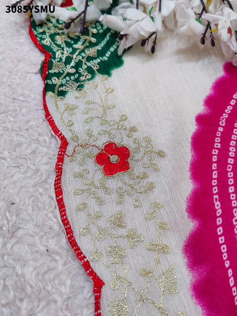 KcPc New Traditional Bandhani Saree in Soft Moss Chiffon    STL