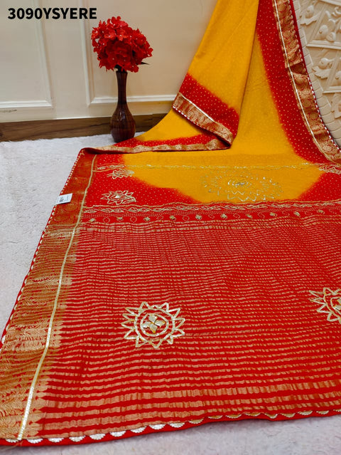 KcPc New Festive Wear Bandhani Saree in Nylon Viscose Silk   GAN