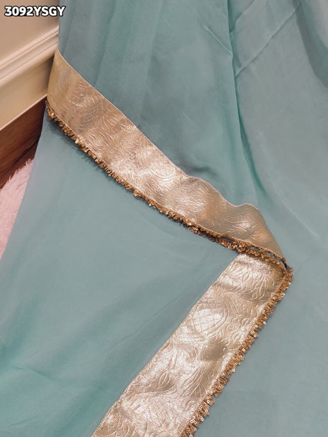 KcPc New Premium Georgette Saree with Handcrafted Gota Border  NSJ