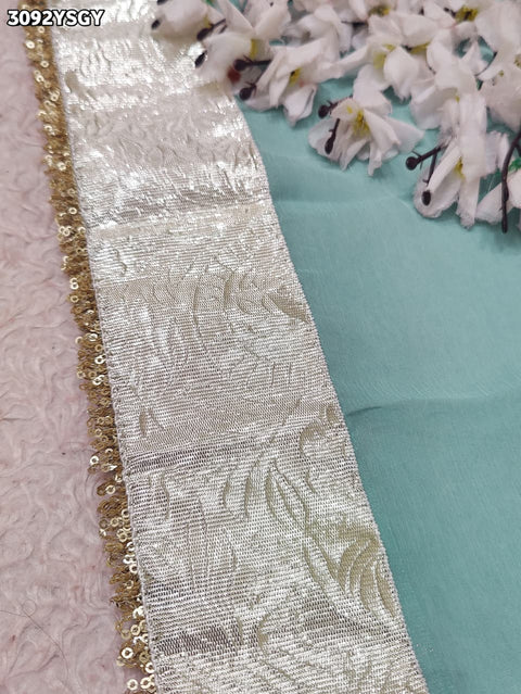 KcPc New Premium Georgette Saree with Handcrafted Gota Border  NSJ