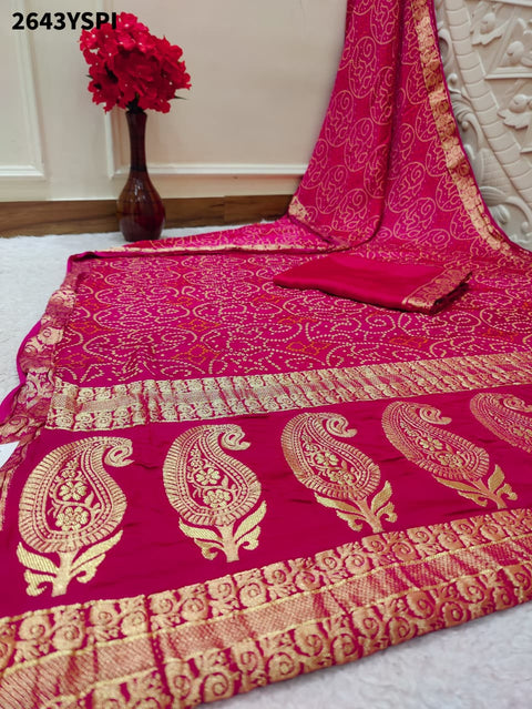 By Bandhani Style Saree With Traditional Wear