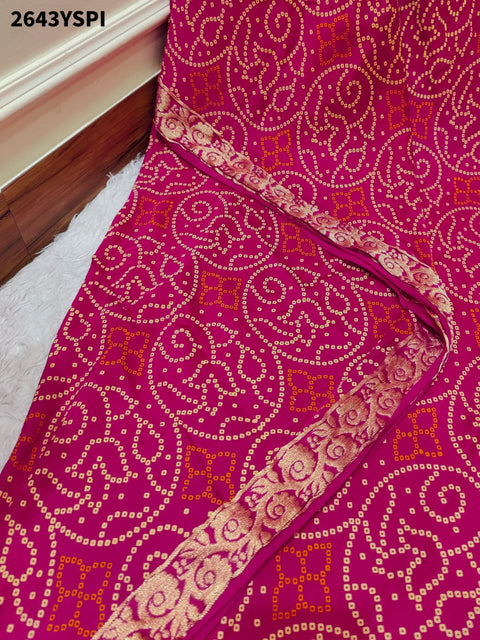 By Bandhani Style Saree With Traditional Wear
