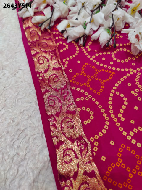 By Bandhani Style Saree With Traditional Wear