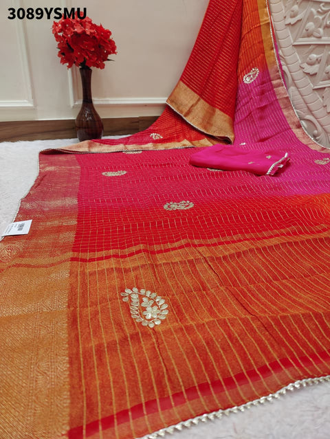 By New Banarasi Look Saree with Gota Patti Touch KcPc