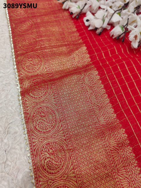 By New Banarasi Look Saree with Gota Patti Touch KcPc