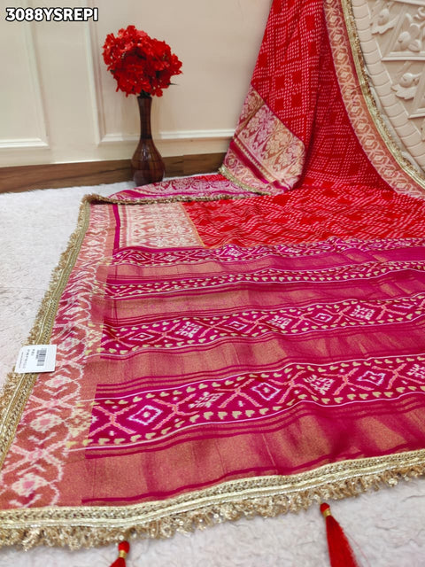 By New Premium Patola Style Saree With Embroidered Wedding Were KCPC