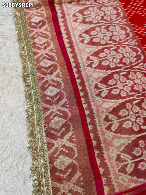 By New Premium Patola Style Saree With Embroidered Wedding Were KCPC