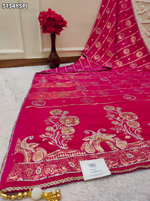 By Traditional Banarasi Style Saree With Elegant White Cutdana Work KCPC