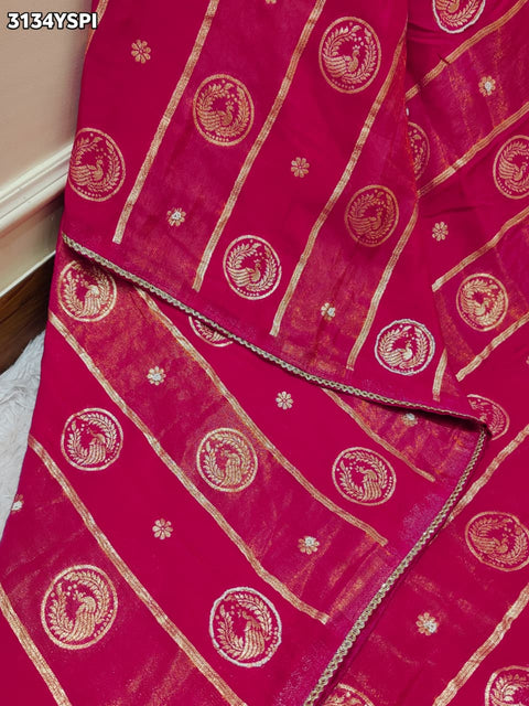 By Traditional Banarasi Style Saree With Elegant White Cutdana Work KCPC