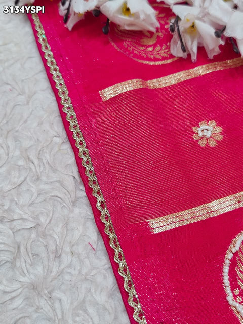 By Traditional Banarasi Style Saree With Elegant White Cutdana Work KCPC