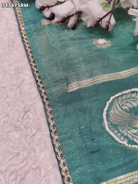 By Traditional Banarasi Style Saree With Elegant White Cutdana Work KCPC