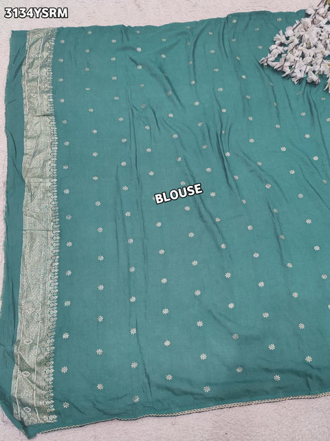 By Traditional Banarasi Style Saree With Elegant White Cutdana Work KCPC