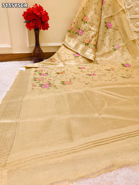 By Traditional Saree With Banarasi Touch Kashida Work KcPc