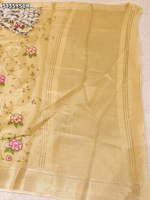 By Traditional Saree With Banarasi Touch Kashida Work KcPc