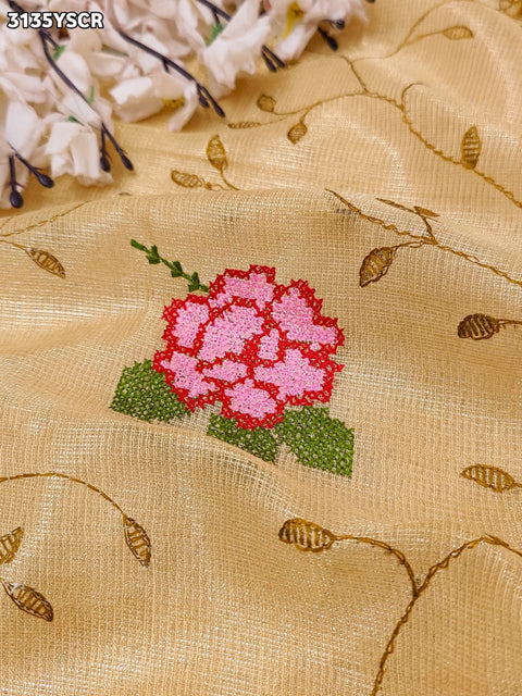 By Traditional Saree With Banarasi Touch Kashida Work KcPc