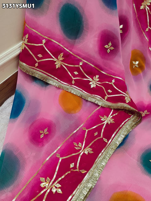 By Traditional Saree With Beautiful Gotapatti Work KcPc 
