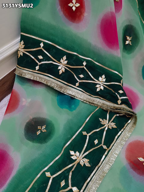 By Traditional Saree With Beautiful Gotapatti Work KcPc 