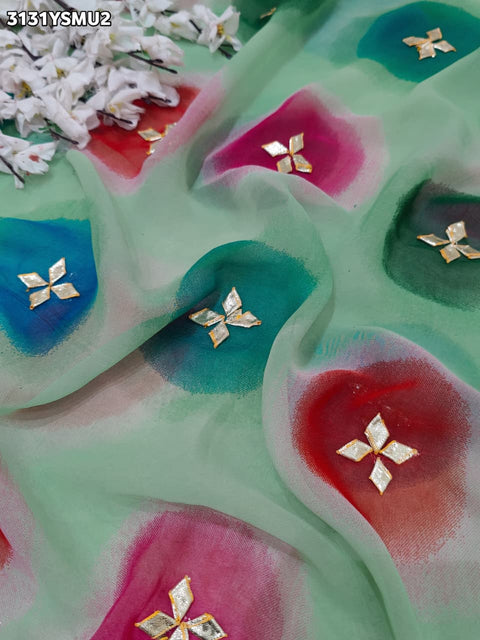 By Traditional Saree With Beautiful Gotapatti Work KcPc 