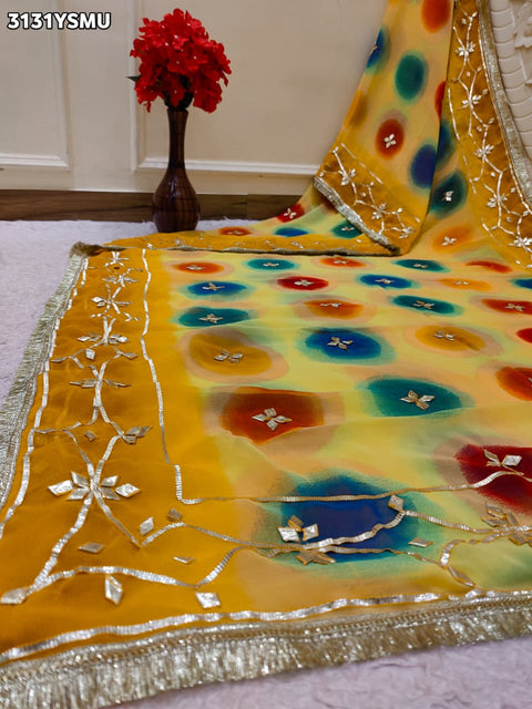 By Traditional Saree With Beautiful Gotapatti Work KcPc 