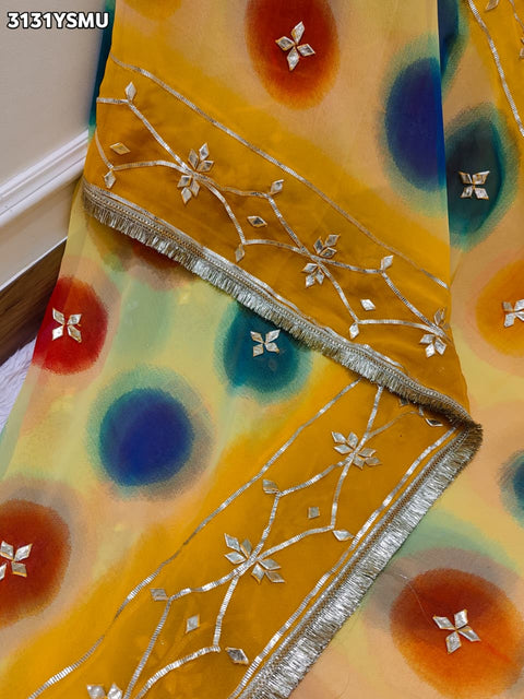 By Traditional Saree With Beautiful Gotapatti Work KcPc 